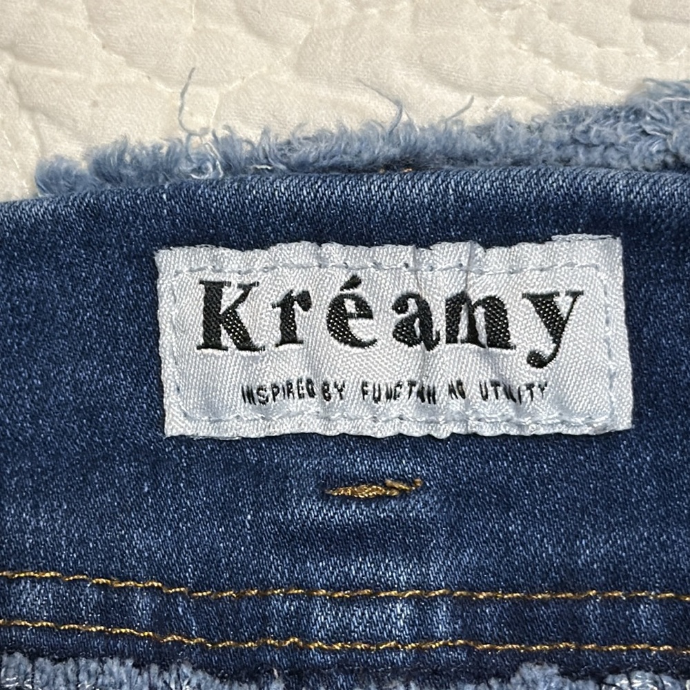 Kreamy Distressed Denim Skirt Size 0 - Picture 3 of 4